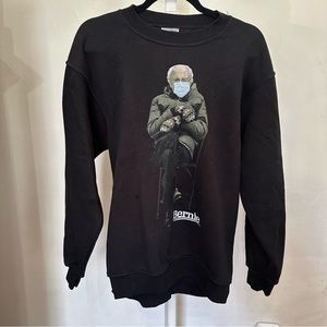 BERNIE SANDERS MEME BLACK COTTON CREWNECK SWEATER - WOMEN’S MEDIUM